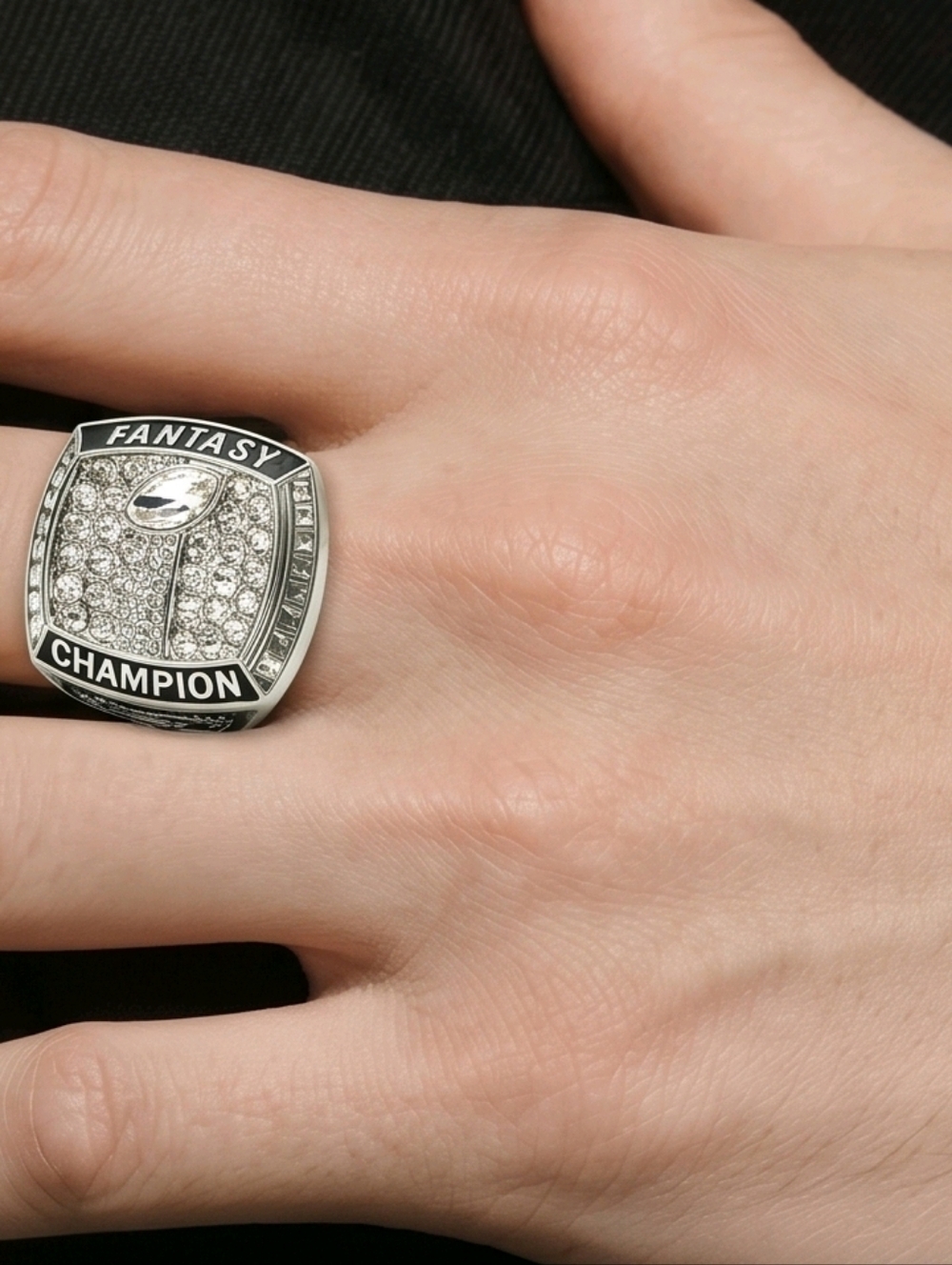 π£ Fantasy Football π Championship πSilver Tone Trophy Collectable Ring SZ 13 - Picture 4 of 9